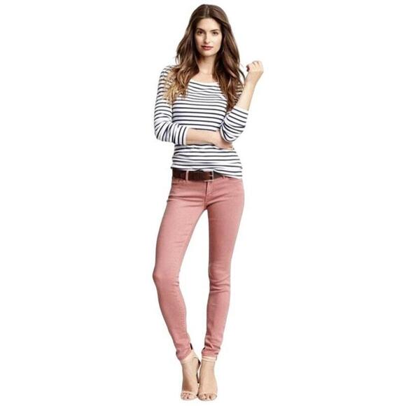Tory Burch Rose Pink Slim Straight Leg Low Rise Jeans 24 - Picture 1 of 8